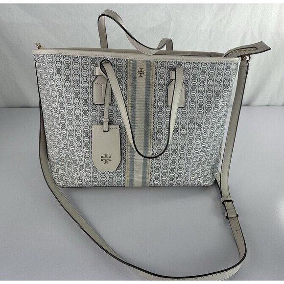 Tory Burch Handbags - Tory Burch T Monogram Logo Coated Tote Bag Handbag White